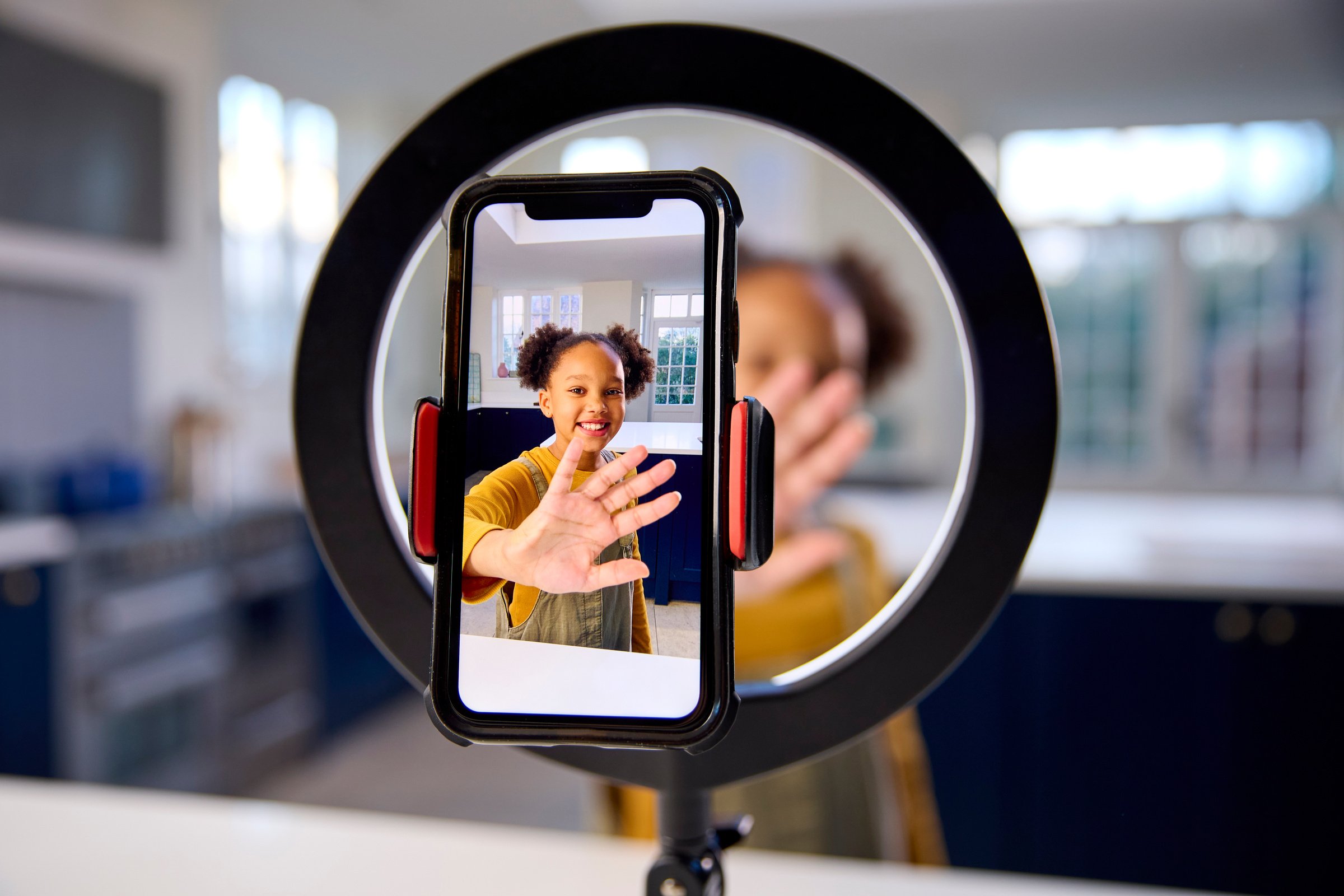 Girl at Home Recording Video to Upload to Social Media on Mobile Phone